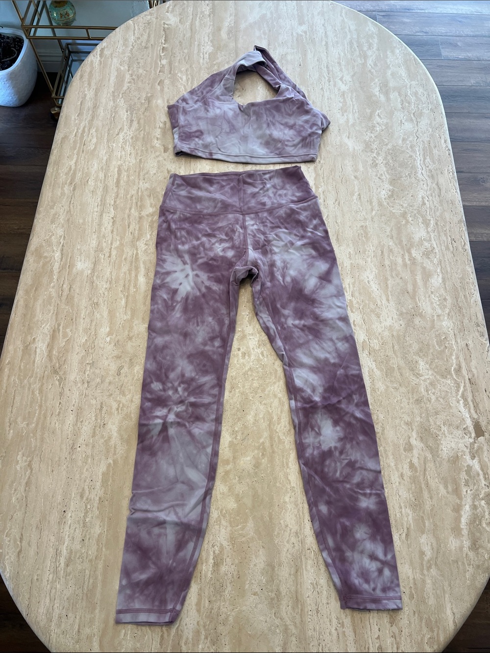 Women's Purple Tie-Dye High-Waist Workout Set